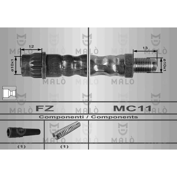 Слика на црево за кочница MALO 8636 за Renault Clio 2 Box 1.9 D (SB0E) - 64 коњи дизел