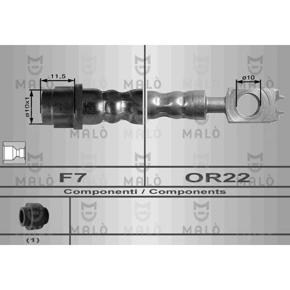 Слика на црево за кочница MALO 8966 за VW Polo 3 (6n1) 64 1.9 SDI - 64 коњи дизел