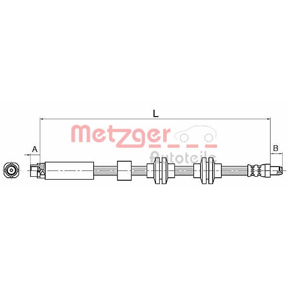 Слика на црево за кочница METZGER 4110143 за BMW 3 Sedan E90 316 i - 115 коњи бензин
