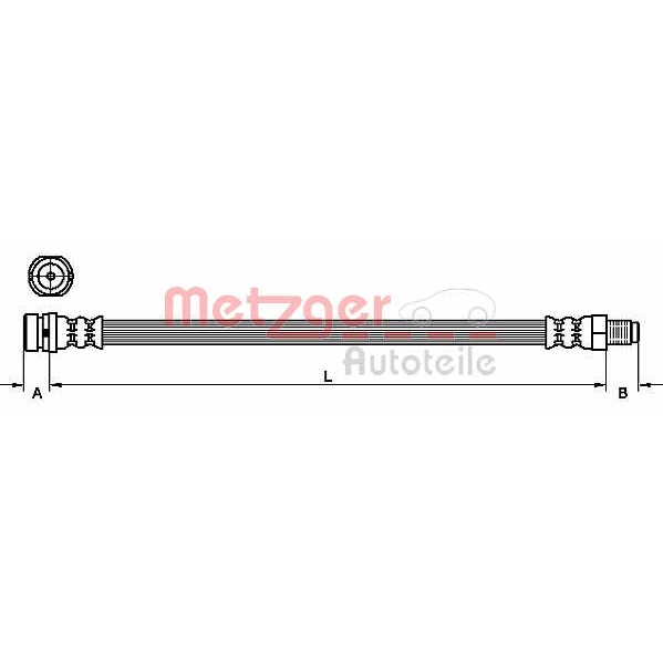 Слика на црево за кочница METZGER 4110149 за Volvo V50 Estate (MW) 2.0 D - 136 коњи дизел