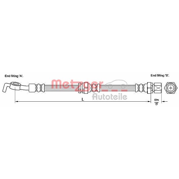 Слика на црево за кочница METZGER 4110192 за CHEVROLET NUBIRA 1.8 - 121 коњи бензин