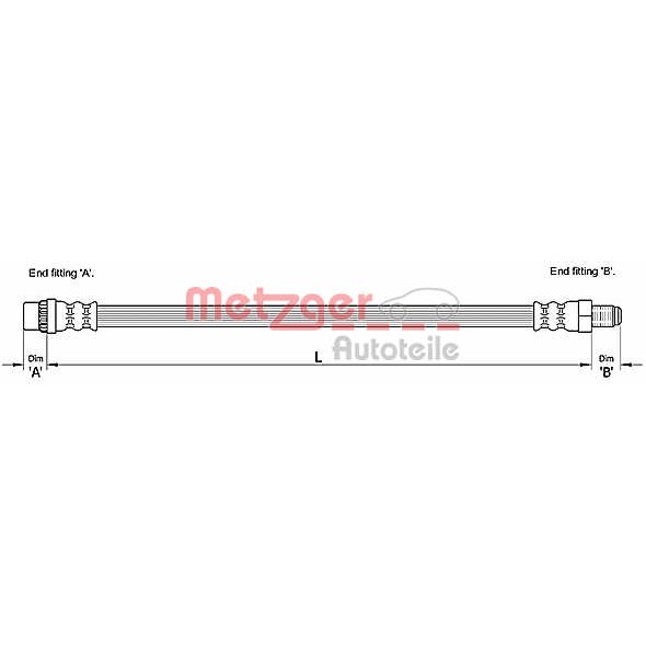 Слика на црево за кочница METZGER 4110212 за Nissan Interstar Box (X70) dCi 80 - 82 коњи дизел