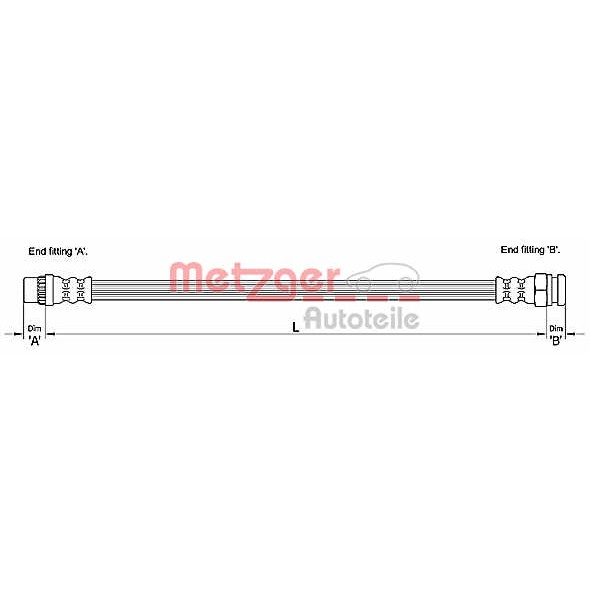 Слика на црево за кочница METZGER 4110228 за Citroen C4 Grand Picasso UA 1.6 HDi 110 - 112 коњи дизел