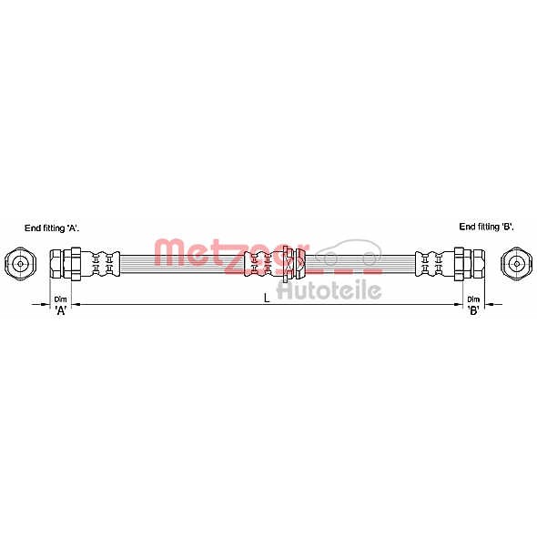 Слика на црево за кочница METZGER 4110248 за Audi A3 (8P1) 2.0 TFSI - 200 коњи бензин