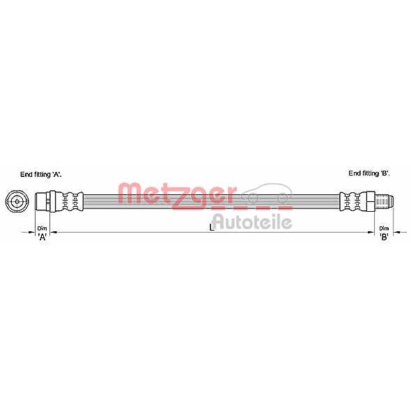 Слика на црево за кочница METZGER 4110255 за Audi A6 Avant (4F5, C6) RS6 quattro - 580 коњи бензин