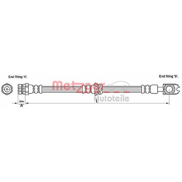 Слика на црево за кочница METZGER 4110259 за VW Golf 4 (1J1) 1.9 TDI 4motion - 115 коњи дизел