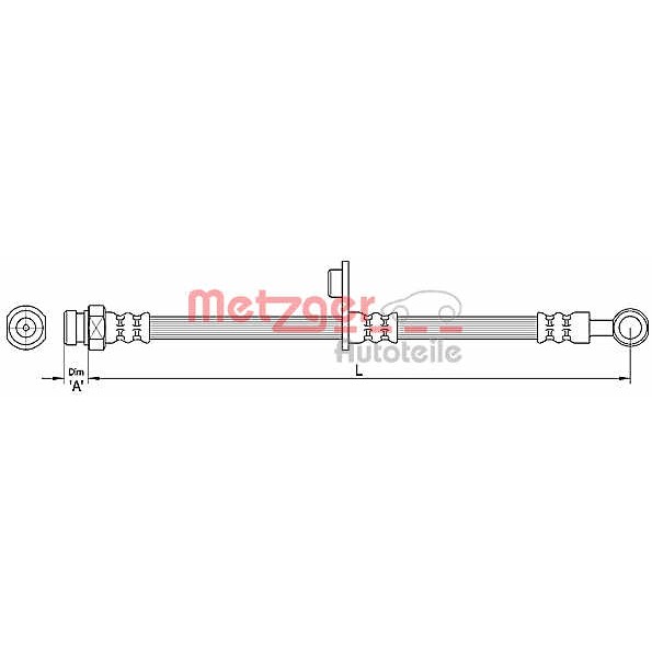 Слика на црево за кочница METZGER 4110265 за Smart Forfour (454) 1.5 (454.032) - 109 коњи бензин