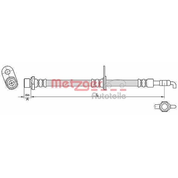 Слика на црево за кочница METZGER 4110285 за Toyota Avensis Saloon (T25) 2.0 - 147 коњи бензин