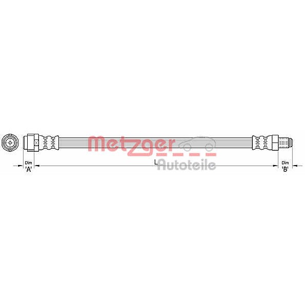 Слика на црево за кочница METZGER 4110317 за Mercedes ML-class (w164) ML 350 CDI 4-matic (164.125) - 231 коњи дизел