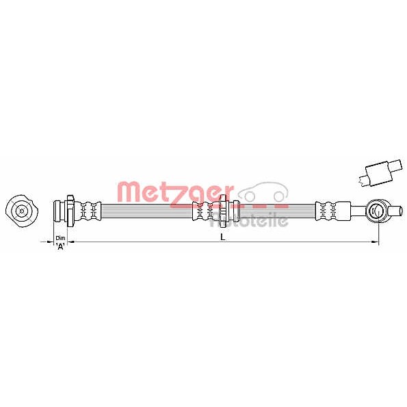 Слика на црево за кочница METZGER 4110388 за Nissan Almera Classic (B10) 1.6 16V - 107 коњи бензин