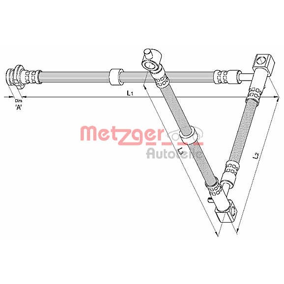 Слика на црево за кочница METZGER 4110395 за Nissan Primera Traveller (WP12) 1.9 dCi - 120 коњи дизел