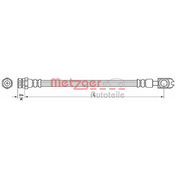 Слика на црево за кочница METZGER 4110441 за VW Passat 6 Variant (B6,3c5) 3.2 FSI 4motion - 250 коњи бензин