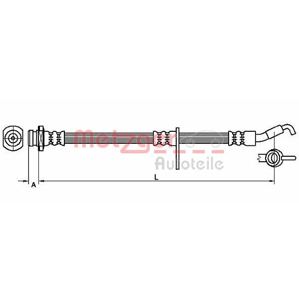 Слика на црево за кочница METZGER 4110490 за Fiat Sedici 2.0 D Multijet - 135 коњи дизел