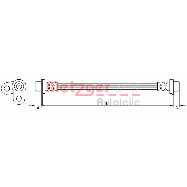 Слика на црево за кочница METZGER 4110746 за Citroen C-Crosser EP 2.2 HDi - 156 коњи дизел