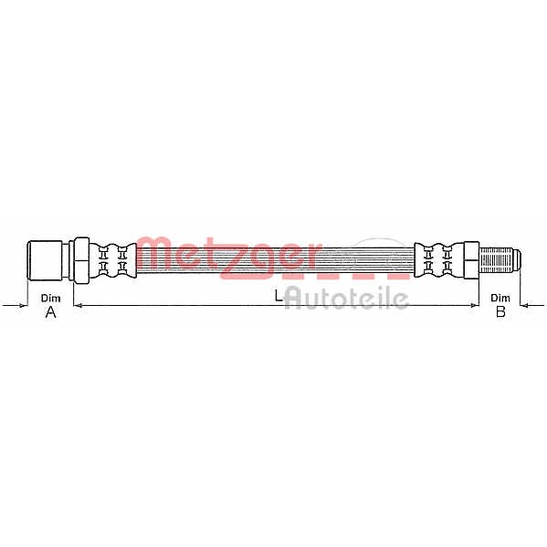 Слика на црево за кочница METZGER 4110916 за Fiat Ducato BOX 280 2.0 - 79 коњи бензин