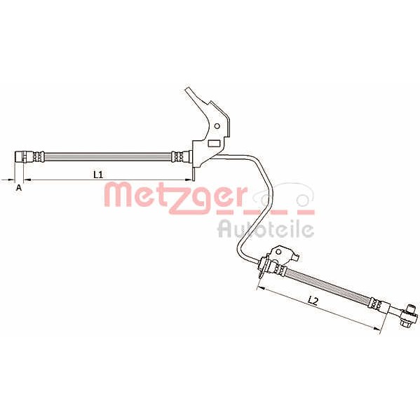 Слика на црево за кочница METZGER 4110927 за Peugeot 407 SW 2.7 HDi - 204 коњи дизел