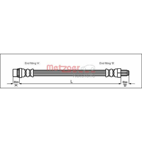 Слика на црево за кочница METZGER 4111105 за Citroen C8 EA,EB 2.0 HDi - 109 коњи дизел