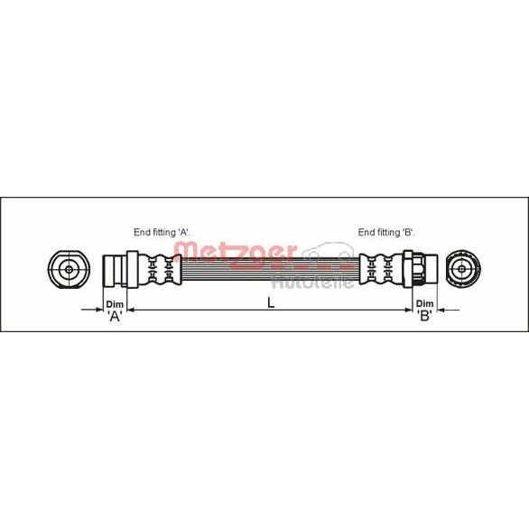 Слика на црево за кочница METZGER 4111169 за Renault Grand Scenic 2 (JM0-1) 2.0 - 163 коњи бензин