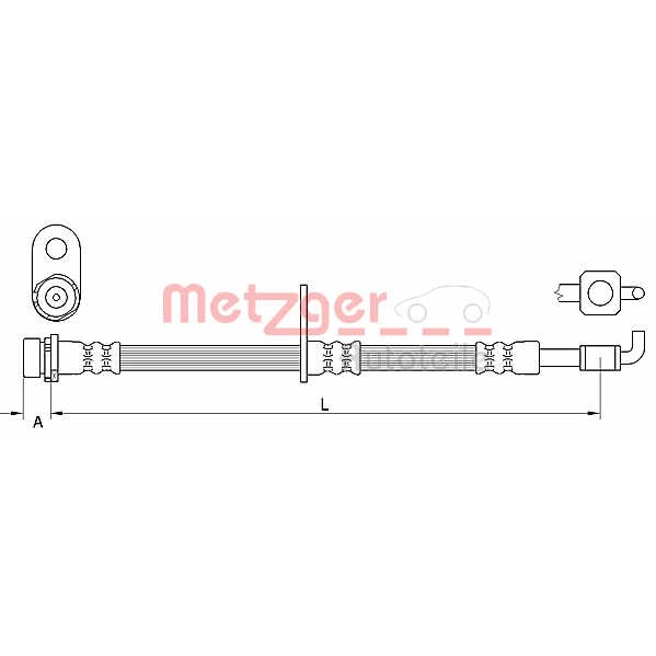 Слика на црево за кочница METZGER 4111331 за Ford Fiesta 6 1.4 TDCi - 68 коњи дизел