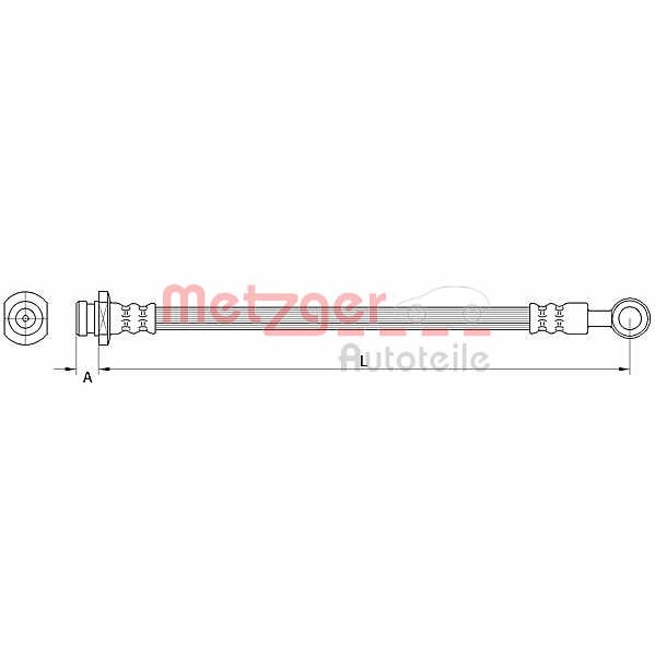 Слика на црево за кочница METZGER 4111549 за Opel Karl (C16) 1.0 - 73 коњи бензин