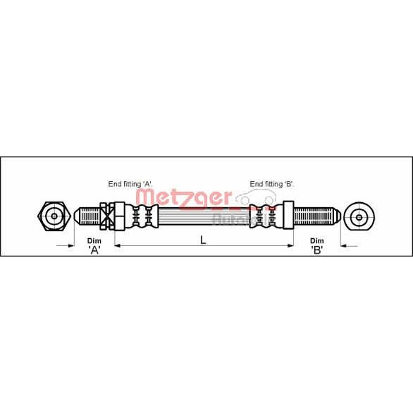 Слика на црево за кочница METZGER 4112102 за Ford Escort MK 4 (gaf,awf,abft) 1.6 XR3i - 105 коњи бензин
