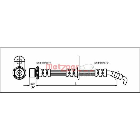 Слика на црево за кочница METZGER 4112189 за Toyota Picnic (XM10) 2.0 16V (SXM10_) - 128 коњи бензин