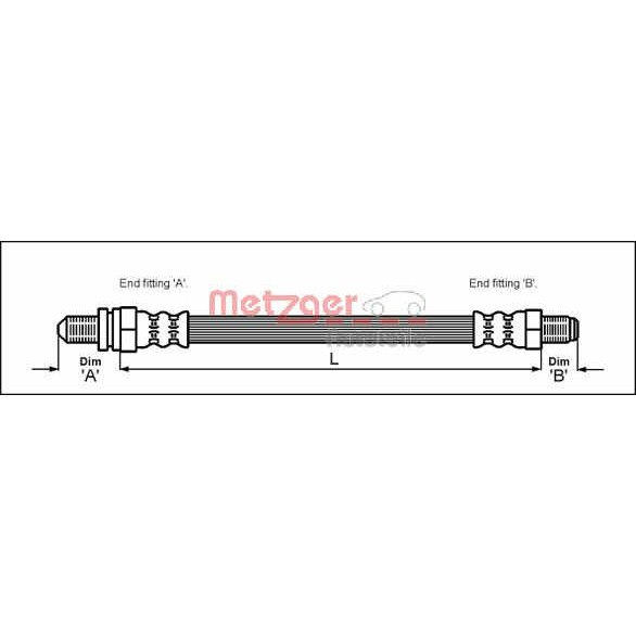 Слика на црево за кочница METZGER 4112502 за Ford Granada MK 3 (gae,gge) 2.9 i - 145 коњи бензин