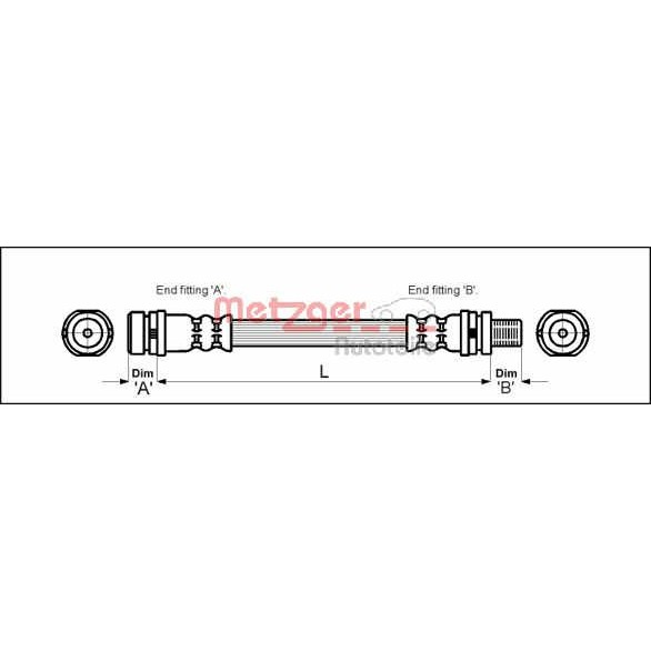 Слика на црево за кочница METZGER 4112506 за Ford Mondeo 1 Saloon (GBP) 1.8 TD - 88 коњи дизел