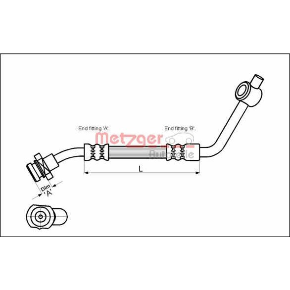 Слика на црево за кочница METZGER 4112529 за Nissan Pick up (D21) 2.5 D 4WD - 83 коњи дизел