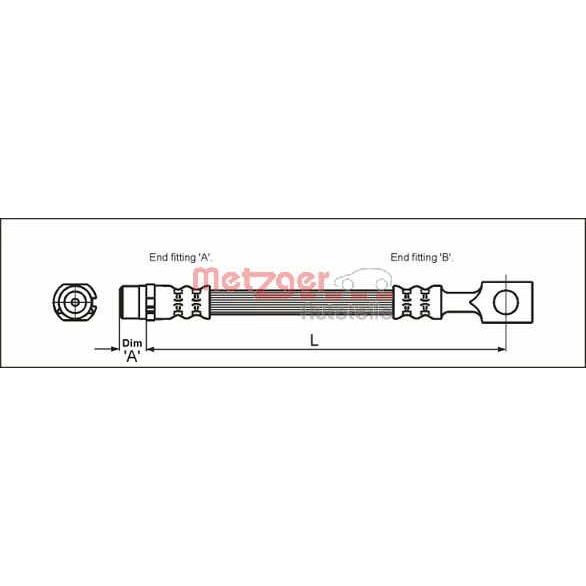 Слика на црево за кочница METZGER 4112818 за Opel Astra G Saloon 1.6 - 103 коњи бензин