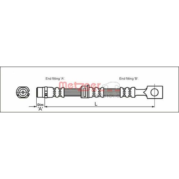 Слика на црево за кочница METZGER 4112825 за Opel Astra G Saloon 1.7 DTI 16V - 75 коњи дизел