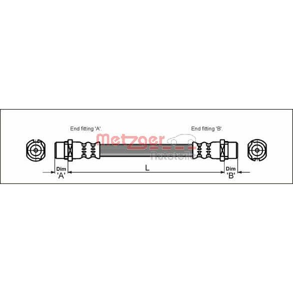 Слика на црево за кочница METZGER 4112828 за Opel Astra G Saloon 1.6 - 103 коњи бензин