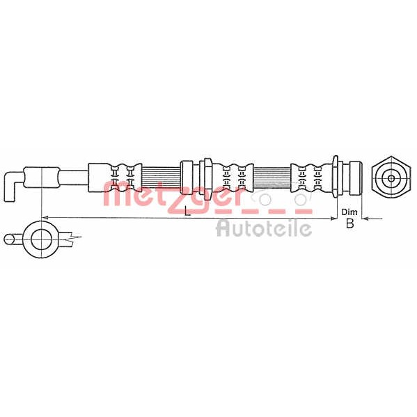 Слика на црево за кочница METZGER 4114062 за Mazda 626 Saloon (GF) 1.9 - 90 коњи бензин