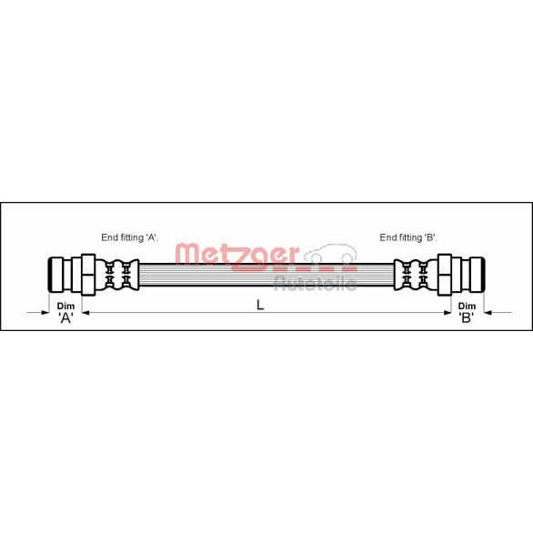 Слика на црево за кочница METZGER 4114649 за Citroen ZX Break N2 1.4 i - 75 коњи бензин