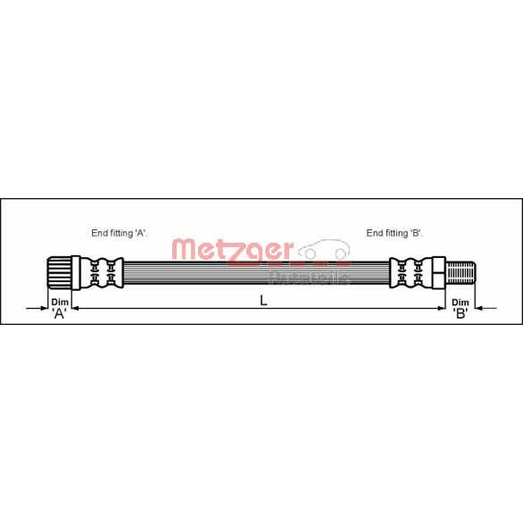 Слика на црево за кочница METZGER 4114667 за Citroen AX Hatchback ZA 15 D - 54 коњи дизел