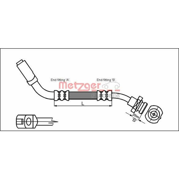 Слика на црево за кочница METZGER 4114724 за Nissan Pick up (D21) 2.5 D 4WD - 83 коњи дизел