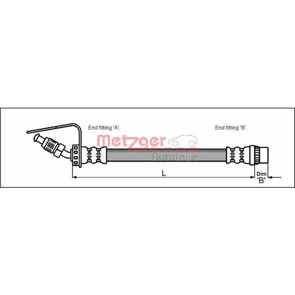 Слика на црево за кочница METZGER 4114761 за Renault Master 2 Bus (JD,ND) 2.2 dCI 90 - 90 коњи дизел