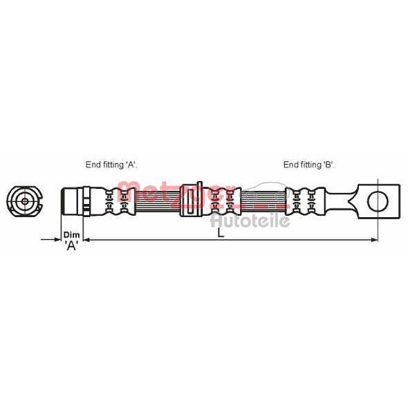 Слика на црево за кочница METZGER 4115194 за Opel Meriva B 1.4 - 100 коњи бензин