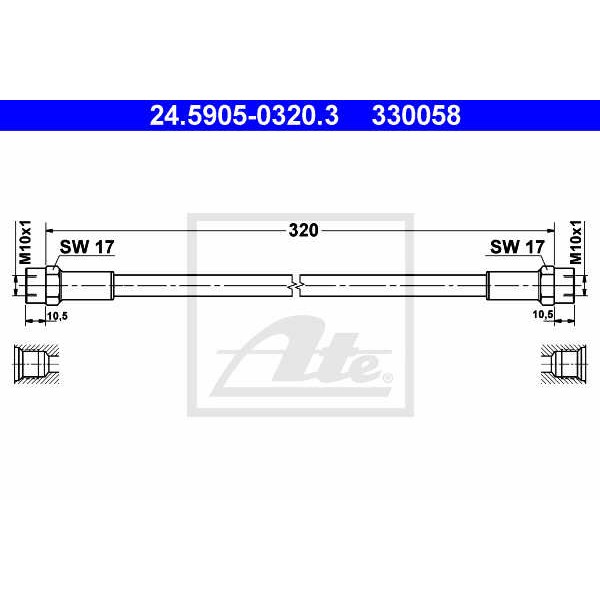 Слика на црево за кумплуг ATE 24.5905-0320.3 за BMW 3 Sedan E36 318 is - 140 коњи бензин