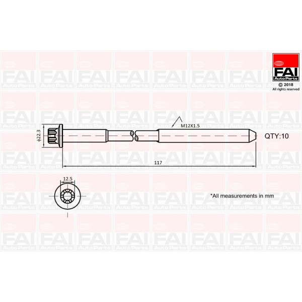 Слика на Штрафови за глава FAI AutoParts B1018 за Renault Megane 3 Grandtour 2.0 TCe (KZ0K, KZ1T) - 180 коњи бензин