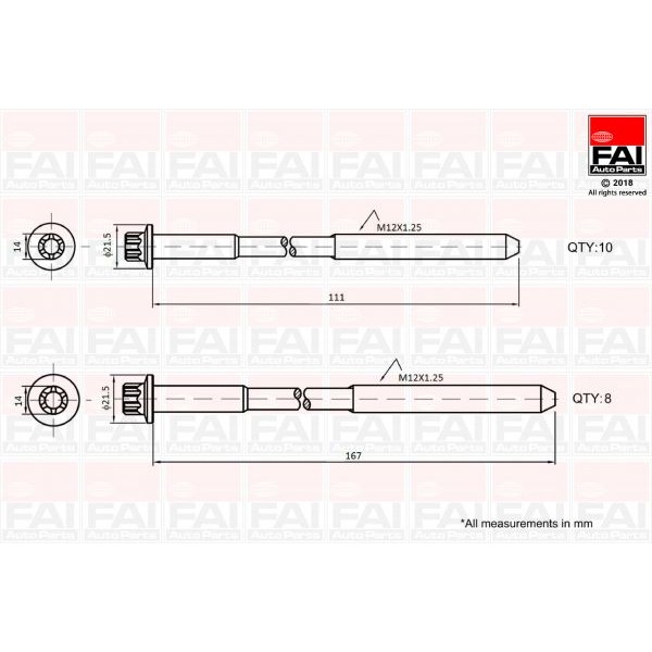 Слика на Штрафови за глава FAI AutoParts B2124 за Toyota Hilux Pickup 2.5 D-4D 4WD - 144 коњи дизел