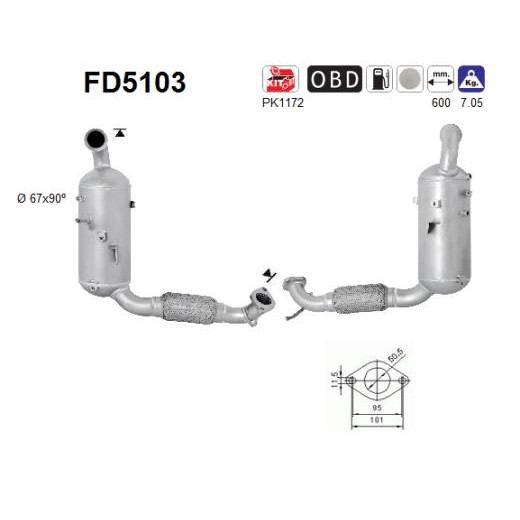 Слика на DPF филтер AS FD5103 за Ford B-Max 1.6 TDCi - 95 коњи дизел