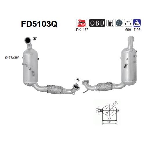 Слика на DPF филтер AS FD5103Q за Ford B-Max 1.6 TDCi - 95 коњи дизел