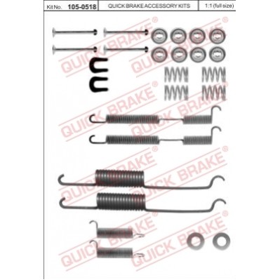 Слика на комплект принадлежности, спирачни челюсти QUICK BRAKE QB105-0518 за  Renault Master Van (T) 28-35 2,5 TD - 98 kоњи дизел