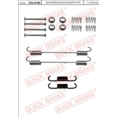 Слика на комплект принадлежности, спирачни челюсти QUICK BRAKE QB105-0796 за  Fiat Doblo Cargo 223 1.6 Natural Power - 103 kоњи Бензин/Метан (CNG)