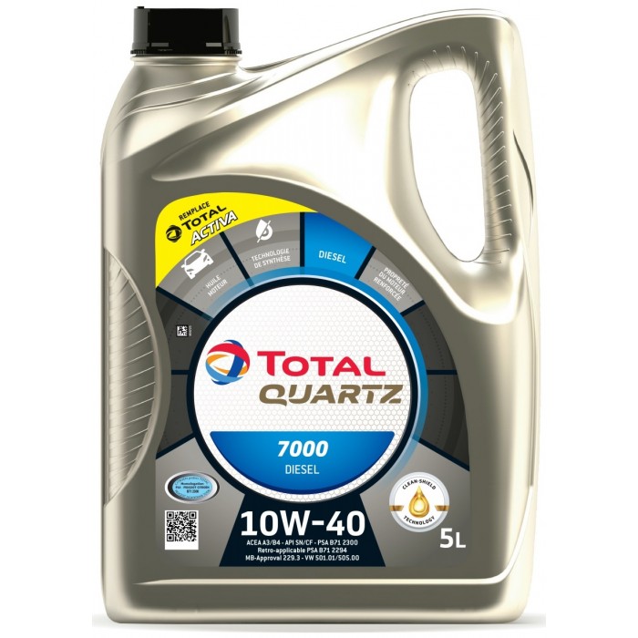 Слика на Моторно масло TOTAL QUARTZ 7000 DIESEL 10W40 5L за  Renault Megane 2 Grandtour 2.0 - 135 kоњи бензин