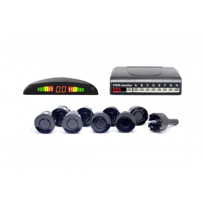 Слика на Парктроник со 8 сензора и LED дисплеј - црни датчици AP PS8L за  камион Isuzu N Series NKR 85EA, NLR 85AL, NLR 85L, NNR 85L, NPR 85G, NPR 85L - 150 kоњи дизел