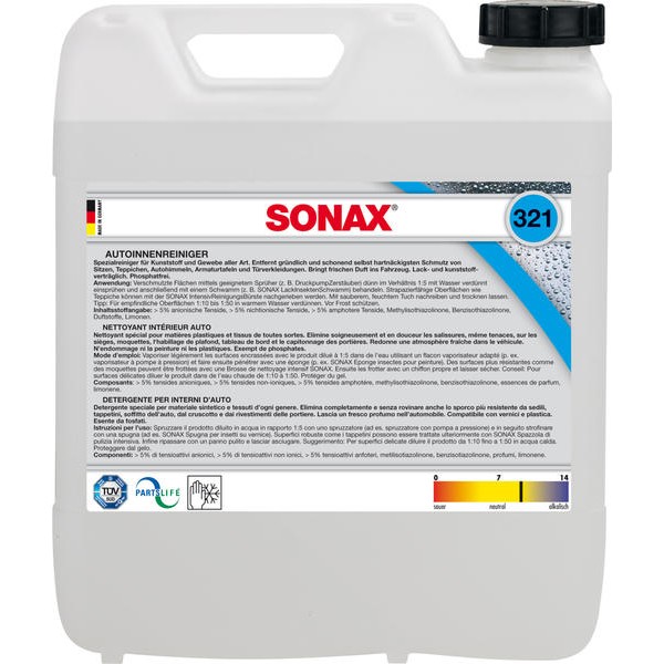 Слика на Прeпарат за почистванe на интeриора 10 L SONAX AC SX321605 за  мотор Aprilia Habana 50 CatCon. (PK) - 3 kоњи горична смес