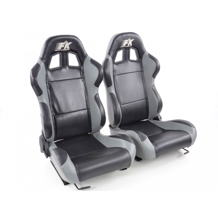 Слика на Спортски седишта комплет 2 бр. Boston еко кожа црни/сиви FK Automotive FKRSE010139 за  Hyundai Terracan (HP) 2.9 CRDi - 150 kоњи дизел