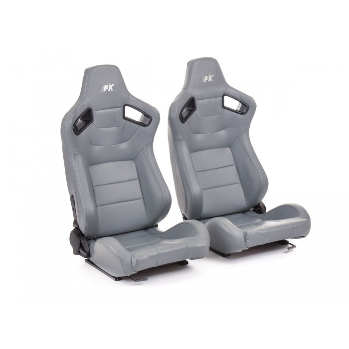 Слика на Спортски седишта комплет 2 бр. Bremen еко кожа сиви црвени stitches FK Automotive FKRSE17003 за  Seat Altea (5P1) 1.8 TFSI - 160 kоњи бензин